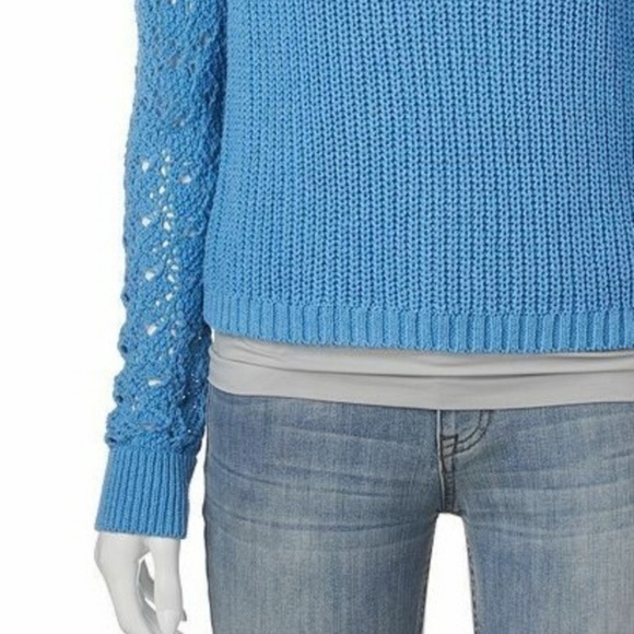 Lauren Conrad Sweater Cropped Blue Size XS XL New - Picture 3 of 5